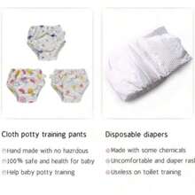 3 pièces Couches en tissu souples et mignonnes avec imprimé de fruits, réutilisables et lavables, culottes d'apprentissage pour bébé, convient aux nourrissons et bambins de 9 mois à 3 ans, pour filles et garçons en cours de propreté
