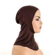 1/2 piezas Accesorios de Abaya de color liso de moda para mujer - Diadema elástica para barbilla, gorra y bufanda, diadema casual, gorro holgado suave, gorro para velo musulmán, gorro holgado suave para mujer con hiyab de muselina