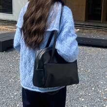 Korean Style Large Capacity Shoulder Bag For Women, Vintage Underarm Bag, Versatile For Work, School, Commuting, Fashion Tote Bag With Large Capacity (Pendant Is Just For Photo Display, Not Included)