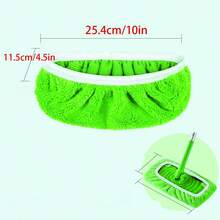 7/10pcs Reusable Mop Pads - , Highly Absorbent, Green With White Trim Polyester Fiber, Designed For Campus Floor Care, Efficient Cleaning Tool, Reusable