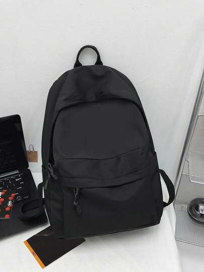 时尚纯色简约多口袋男士背包适合外出、旅行、户外运动、休闲、青少年上学 2000 年代风格返校季