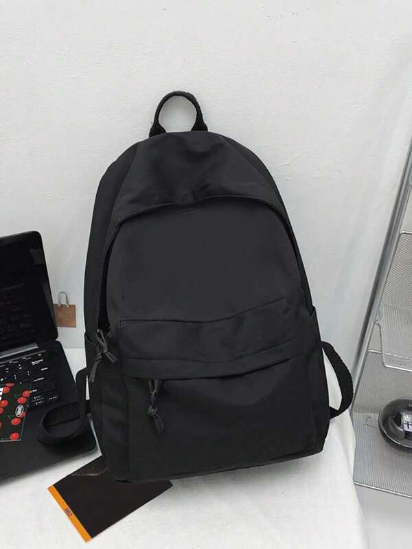 Zaino da uomo di moda in tinta unita, semplice e multipocket, adatto per uscite, viaggi, sport all'aperto, casual, ragazzi che vanno a scuola