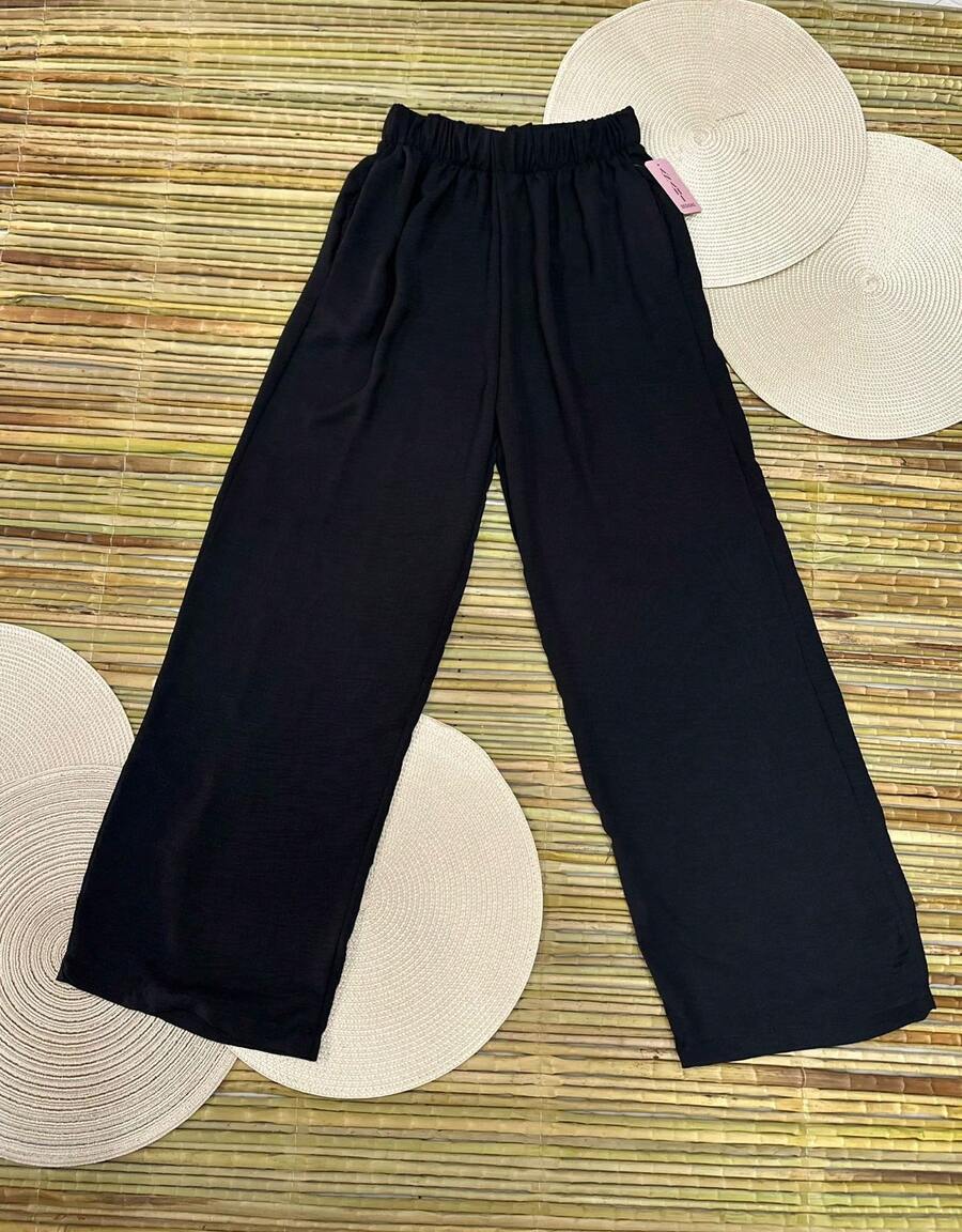 Pantalon con elastico - Negro - Ver 1