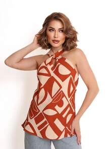 Duna Women's Tank Top Twist Front And Back Basic - Brown - View 3