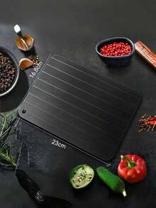 1 Aluminum Alloy Ultra-Fast Defrosting Plate, Beef And Seafood Defrosting Tray, Frozen Food, Fish And Meat Defrosting Cutting Board - Black - View 8
