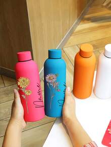 1pc 500ml Customized Insulated Tumbler, Personalized With Name & Design, Straight Cylindrical Coffee Cup, Car Cup, Personalized Birthday/Bridesmaid/Mother's Day Gift, Stainless Steel Customized Cup, Insulated Customized Straight Cylinder, Weekend Gift For Him/Her, Loved One, Friend, Spouse,Wedding Essentials,Chic Design - Multicolor - View 4