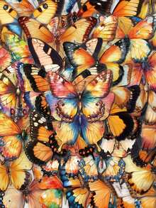 SCXXBSW 50pcs Orange Butterfly Cartoon Graffiti Double Transparent Stickers Decorative Handbooks Water Cups Notebook Luggage Waterproof Stickers - Multicolor - View 3
