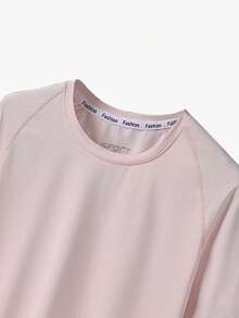 女士夏季新款露肩休闲短袖上衣 - 粉色 - 查看 3