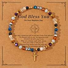 1pc Fashionable Card Cross & Square Crystal Beads Bracelet For Women
