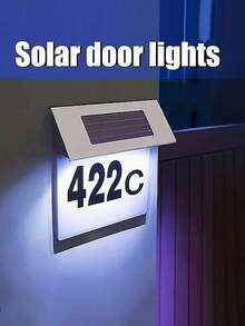 1 Pack 4LED Solar House Number Sign, Outdoor Waterproof, Solar House Sign Door Plate Personalized Nameplate Lights For Homes, Gardens, Streets, Yards And Homes, Housewarming Gifts For Friends - Multicolor - View 1