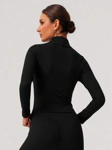 Sodalemon Chaqueta deportiva de mujer con cremallera completa para entrenamiento en el gimnasio, al aire libre, de manga larga, elástica, casual, para correr y hacer ejercicio