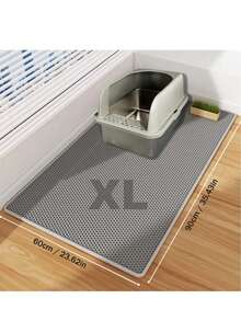 超大双层猫砂垫，采用 EVA 材质制成，旨在防止猫砂飞溅和泄漏，保持猫砂不外泄。防滑、可水洗、防水、防臭、易于清洁 - 非常适合用作猫砂盆和宠物用品保护垫 | 可水洗猫垫 | 耐用猫垫。