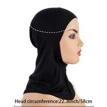 1/2 piezas Accesorios de Abaya de color liso de moda para mujer - Diadema elástica para barbilla, gorra y bufanda, diadema casual, gorro holgado suave, gorro para velo musulmán, gorro holgado suave para mujer con hiyab de muselina