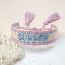 1 pieza Pulsera trenzada bordada a mano de estilo boho, adecuada como regalo para familiares, amigos, estudiantes, festividades, fiestas, vacaciones en la playa