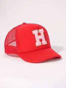 1 pieza Gorra de béisbol de ala suave rosa para bebé y niño pequeño, elegante y versátil, apta para niños y niñas, para salidas diarias de verano, gorras con visera - Rojo - Ver 66