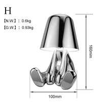 1 pièce Lampe de bureau rechargeable USB, lampe figurine de penseur créatif, lampe de décoration de Noël, lampe de bureau LED minimaliste industrielle, 3 températures de couleur, interrupteur tactile, rechargeable, gradable