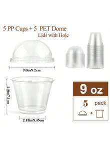 50pcs 9oz Disposable Clear Plastic Cups With Dome Lids, PET Dessert Cups, Disposable Snack Bowls Suitable For Ice Cream, Cake, Fruit, Frozen Desserts, Pudding And Jelly - Multicolor - View 2