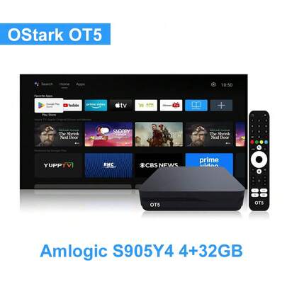  Ostark OT5 Android TV Box 4K Quad-Core S905Y4 Android 11 4GB+32GB Wi-Fi RJ45 100M Supports Xtream Stalker Netflix YouTube