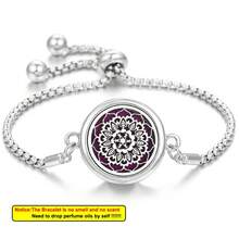 全新生命之树精油香薰手链，合金不锈钢材质，男士香氛吊坠手链，可调节腕带，香薰饰品 - 銀色 - 查看 9