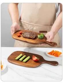 1pc Rosewood Cutting Board - Wooden Kitchen Chopping Board, Dining Table Decor, Fashionable Long Handle, Solid Wood, For Meat, Cheese, Bread, Vegetables And Fruits - Charcuterie Cheese Board, Perfect For Food Slicing And Displaying, Outdoor Picnic Camping Portable Cutting Board, Essential For Modern Country Kitchen. Ideal Gift For Valentine's Day