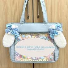 一对原创可爱手工兔耳朵DIY书包装饰挂件学校用品，返校 - 彩色 - 查看 15