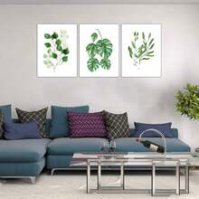 1/3pcs Wall Art Posters/ Modern Style, Canvas Prints, Minimalist Leaf, Branch, Greenery, Floral Motif, Home Decor Artwork, Suitable For Bedroom, Living Room Wall Decoration, Framed Or Unframed ,Wall Art With Frame - Multicolor - View 6