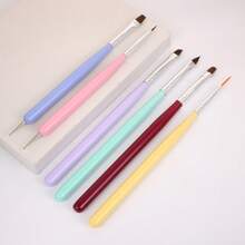 6 pièces Brosses d'art pour ongles avec manches en bois de couleur macaron, kit DIY, outil de pointage pour peinture de gel pour manucure