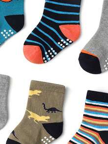 6pcs/12pcs Cartoon Star Print Anti-Slip Breathable Kids Socks, Boys & Girls Toddler Non-Slip Socks - Multicolor - View 5