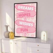 1张/3张墙面艺术海报，可选带框/不带框，现代风格，粉色和奶油色美学幸运卡海报，防水自粘纸贴纸，适用于咖啡馆、酒吧、房间墙面装饰 - 彩色 - 查看 6