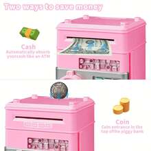 Piggy Bank Cash Coin Can ATM Bank Electronic Coin Money Bank For Kids Age 3-12, Money Savings Box Mini ATM Coin Bank Toys Gifts For 3 4 5 6 7 8 9 10 11 12 Year Old Boys Girls - Pink - View 7
