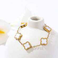 Lucky Clover Bracelet For Women Men Girls Boys 18K Gold  Link Bracelets Adjustable Plated Jewelry Wedding Christmas Birthday Best Gifts - 彩色 - 查看 2