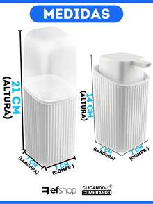Kit Dispenser Sabonete E Porta Escovas De Dente Com Tampa Design Moderno - Branco - Visão 7
