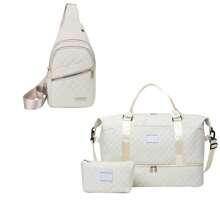3 Piece New Large Capacity Multi Functional Tote Bag Shoulder Crossbody Bags Set, Beautiful And Practical, Fashionable Women's Handbag, Combining Practicality And Fashion, Ideal For Office, School, College, Vacation, Travel - Beige/Black/Pick