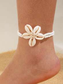 1 Stück Damen Strand Muschel Knöchelkette, minimalistisches Perlen Fußkettchen, vielseitig für den täglichen Gebrauch