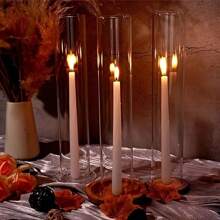 12pcs Hurricane Candle Holders - 5cm Wide X 25cm High Clear Glass Hurricane Candle Holders, Tall Candle Glass Holders, Open Top Candle Covers, Suitable For Wedding Party Christmas Home Decor