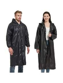 1 件连帽雨衣，男女通用成人防水加厚 EVA 雨披，可重复使用单排扣雨衣，适合徒步旅行、旅游、钓鱼、登山等户外活动