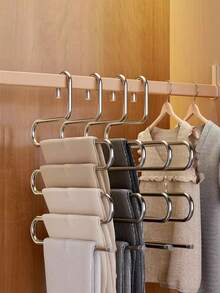 半件装多层裤架，节省空间，金属材质，S型设计，防滑，多层收纳，节省衣柜空间，可悬挂围巾和裤子，简约时尚，男女通用，家居收纳，衣柜整理，实用单品，现代家庭必备，租房者必备，告别杂乱，打造整洁衣柜