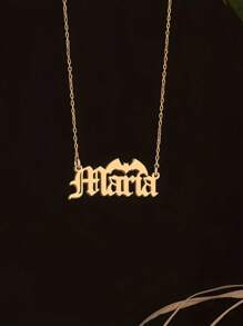 1pc Customized Gothic Style Name Pendant Necklace For Women, Vintage Elegant Design With Bat Motif, Suitable For Daily Wear, Halloween And All Seasons