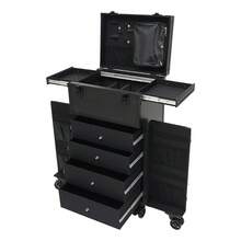 SanBouSi Makeup Organizer Travel Case, Professional Makeup Case Rolling Makeup Case, - Black - View 11