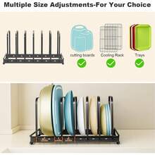 Cutting Board Organizer, 2Pcs Metal Bakeware Organizer Rack Holder Adjustable 7 Slots Kitchen Cabinet Storage Rack For Cookie Cooking Sheet, Pan, Pot, Lids, Molds Cookware, 11.02x 5.91x5.51 - Black 2 pc - View 4