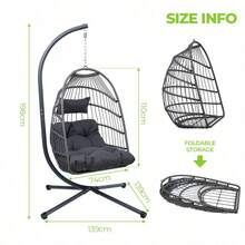 Outdoor Egg Hanging Chair With Stand, Patio Wicker Swing Egg Chair Indoor Swinging Chair Outdoor Hammock Egg Chair - 1 - View 4