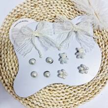 10pcs/Pack Ivory Lace Bow Shoe Charms, Fit For Clogs, Slides, Sandals, Garden Shoes, DIY Shoe Accessories