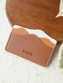 Takeoak 1pc Customized Name Card Holder, Personalized Letter Combination Credit Card Wallet, Minimalist Thin Card Case Inspired By Natural Mountains And Seasons, Faux Leather Material, Ultra-Thin Front Pocket Wallet, Can Store ID Cards, Cute And Fun Slim Card Organizer - Multicolor - View 13