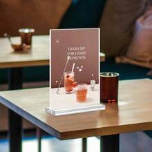 2/6/12pcs Acrylic Sign Holder,Clear T Shape Desktop Display Stand,For Restaurants, Office, Shop, Wedding,Exhibition Seat Business Card Holder - Clear - View 5