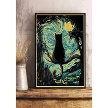 1pc Wall Arts Posters Optional Frame Vintage Van Gogh Monet Waterlily Black Cat Posters Coffee Stickers Kraft Paper Living Community Bar Art Painting Home Room Decoration ,Wall Art With Frame - Multicolor - View 36