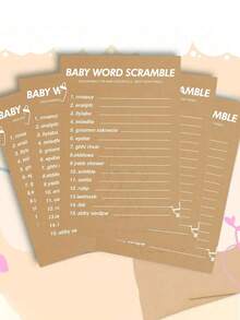 30 piezas Tarjetas de juego de descifrar palabras para baby shower, decoración de baby shower, revelación de género y suministros para fiestas de bautizo, tarjetas de juego de papel grueso, divertido y entretenido para los invitados, juegos de baby shower - Juego de descifrar palabras de baby shower, los juegos de baby shower talla grande divertidos de todos los tiempos - Multicolor - Ver 3