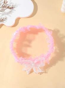 1pc Fashion Elegant Pink Lace Elastic Garter Belt, Bowknot Decor Sexy Thigh Chain, Wedding Bridal Bridesmaid Garter