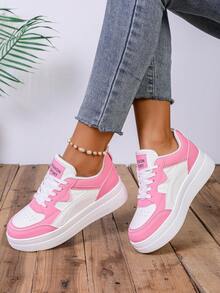 秋冬女士休闲厚底运动鞋、厚底运动鞋、户外运动鞋 - 淺粉色 - 查看 4
