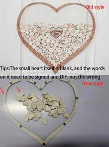 1set Wedding Guestbook Wooden Heart-Shaped Wooden Blessings Decoration Message Board DIY Creative Guest Check-In Book Suitable For Weddings Home Decor Birthdays Bachelor Parties And Graduation Parties