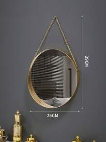 1PC Wall Mounted Mirror Gold Geometric Mirror With Chain Decorative Vanity Mirror Porch Decoration Mirror Bathroom Wall Mirror Vanity Mirror Suitable For Bathroom Bedroom Living Room Arch